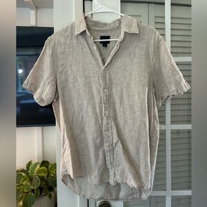 Men's Casual Linen Shirt - Beige